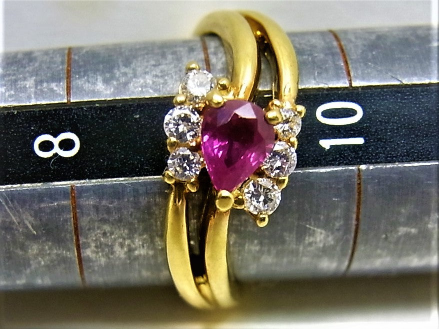 K18 18金 リング 指輪 ルビー 0.39ct ダイヤ 0.16ct