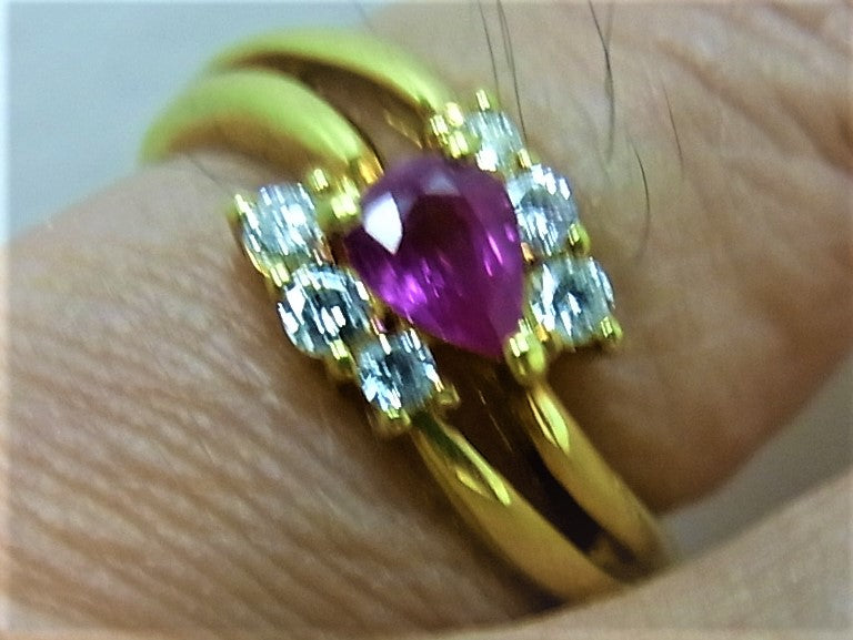 K18 18金 リング 指輪 ルビー 0.39ct ダイヤ 0.16ct