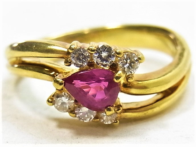 K18 18金 リング 指輪 ルビー 0.39ct ダイヤ 0.16ct
