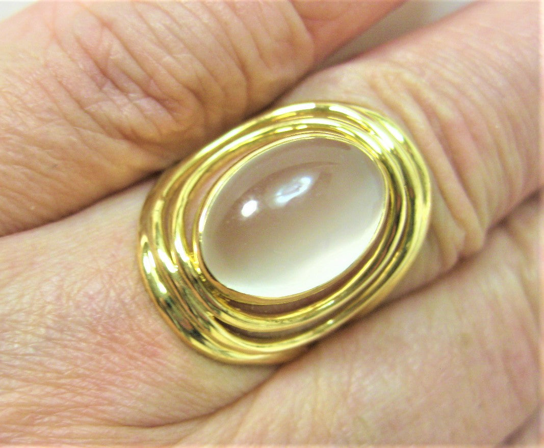 K18 18金リング指輪ムーンストーン 約13.3mm×9.3mm サイズ#15