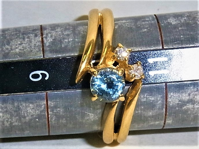 K18 18金 リング 指輪 ブルートパーズ ダイヤ 0.048ct