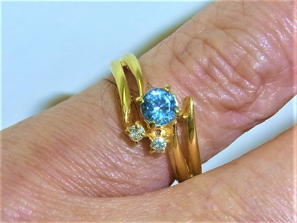 K18 18金 リング 指輪 ブルートパーズ ダイヤ 0.048ct