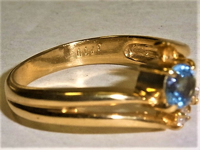 K18 18金 リング 指輪 ブルートパーズ ダイヤ 0.048ct