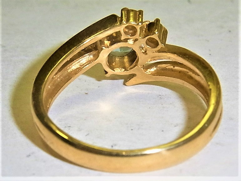 K18 18金 リング 指輪 ブルートパーズ ダイヤ 0.048ct