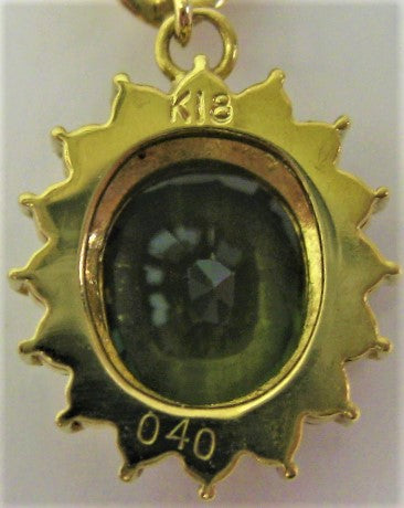 希少 K18 18金 ペンダント グリーン サファイヤ ダイヤ 0.40ct
