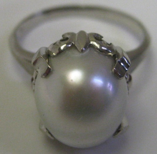 美品 プラチナ リング 指輪 パール 約 13.2mm×12mm サイズ #22