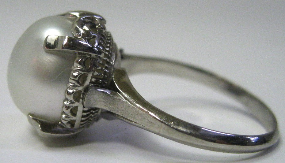美品 プラチナ リング 指輪 パール 約 13.2mm×12mm サイズ #22