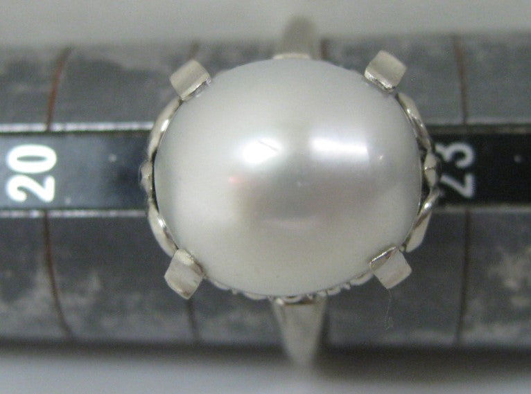 美品 プラチナ リング 指輪 パール 約 13.2mm×12mm サイズ #22