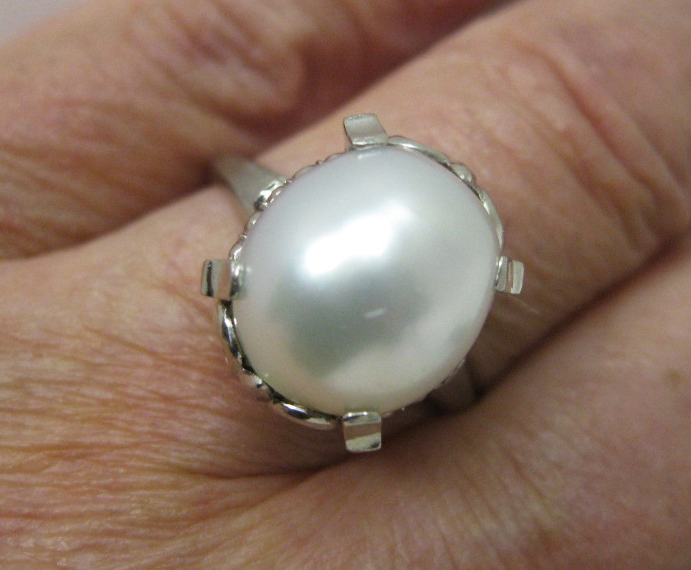 美品 プラチナ リング 指輪 パール 約 13.2mm×12mm サイズ #22
