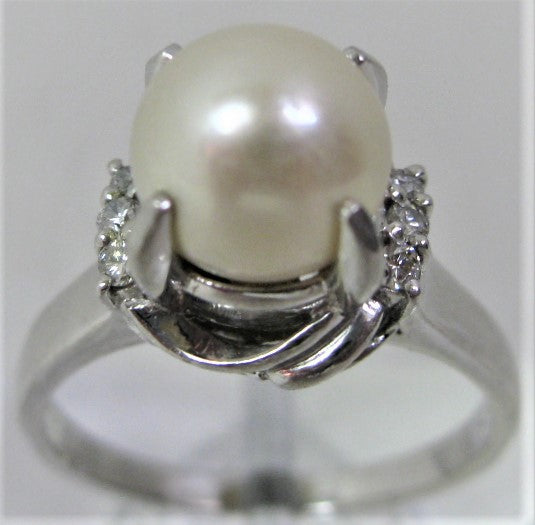 Pt900プラチナ リング指輪 パール8.5mmアコヤ真珠 ダイヤ0.10ct