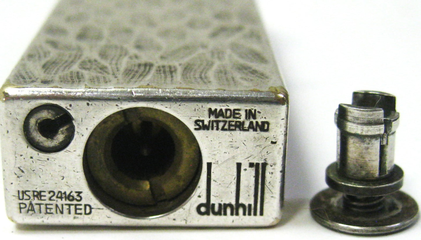 美品 スイス製 ダンヒルDUNHILLライター シルバー+ブラック 赤革ケース付